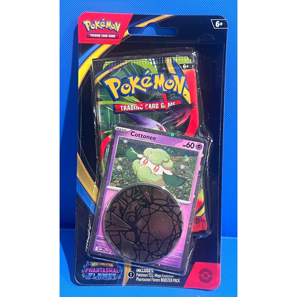 Pokemon TCG Mega Evolution Phantasmal Flames Blister Pack Cottonee Promo Coin